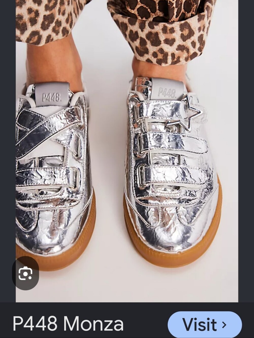 P448 Monza Velcro Silver Leather Sneaker - Picture 3 of 4